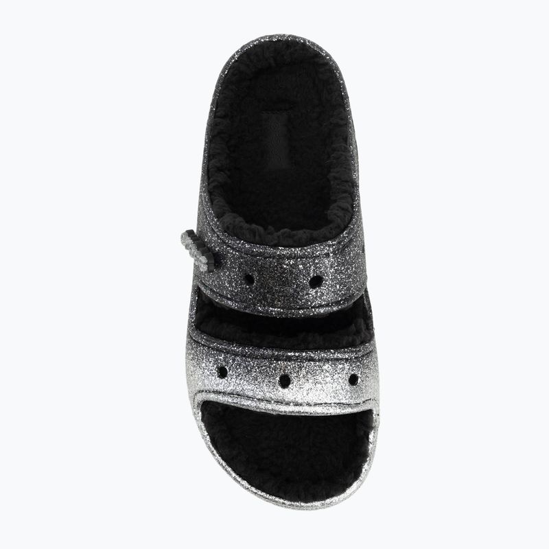 Crocs Classic Cozzzy Glitter Sandal black/silver джапанки 5