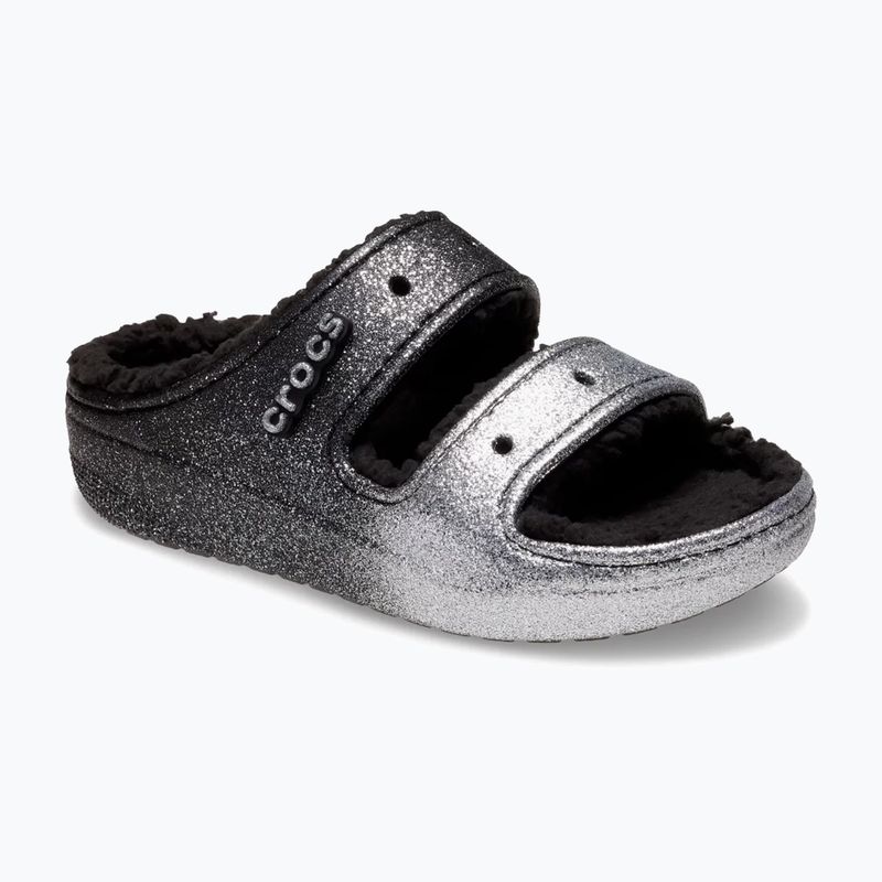 Crocs Classic Cozzzy Glitter Sandal black/silver джапанки