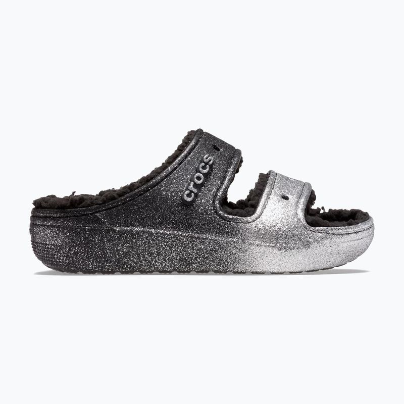 Crocs Classic Cozzzy Glitter Sandal black/silver джапанки 2