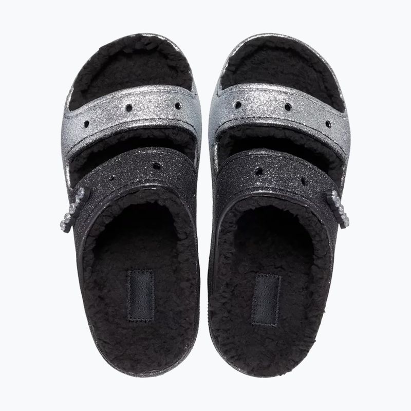 Crocs Classic Cozzzy Glitter Sandal black/silver джапанки 5