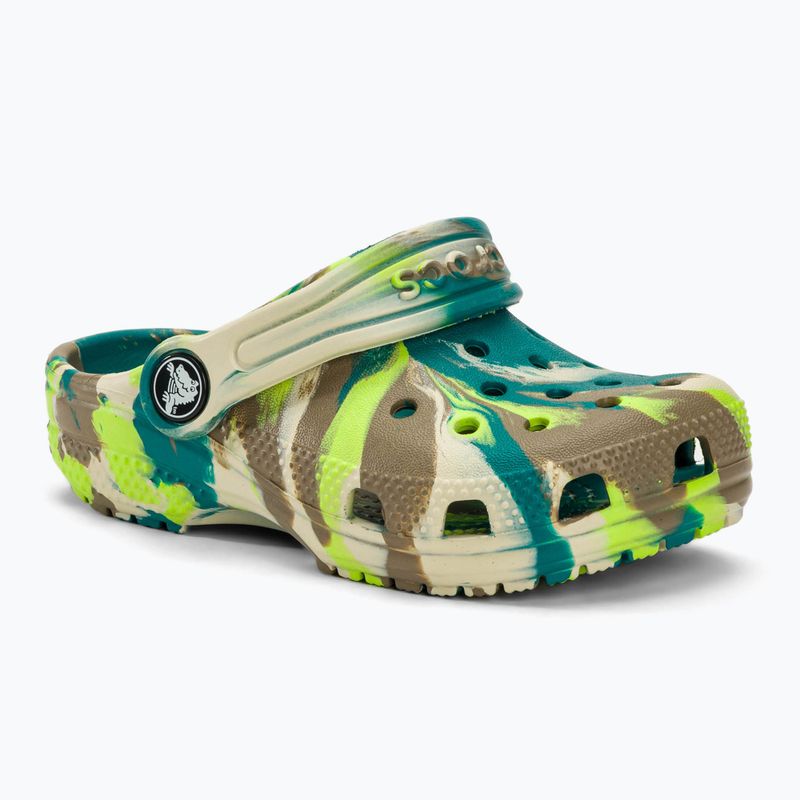 Детски чехли Crocs Classic Marbled Clog T limeade/multi