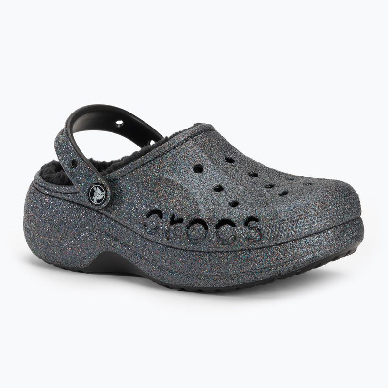 Дамски джапанки Crocs Baya Platform Lined Glitter Clog black giltter 2