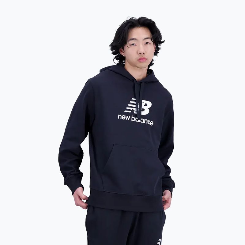 Мъжки суитшърт за тренировки New Balance Essentials Stacked Logo French Terry Hoodie black MT31537BK