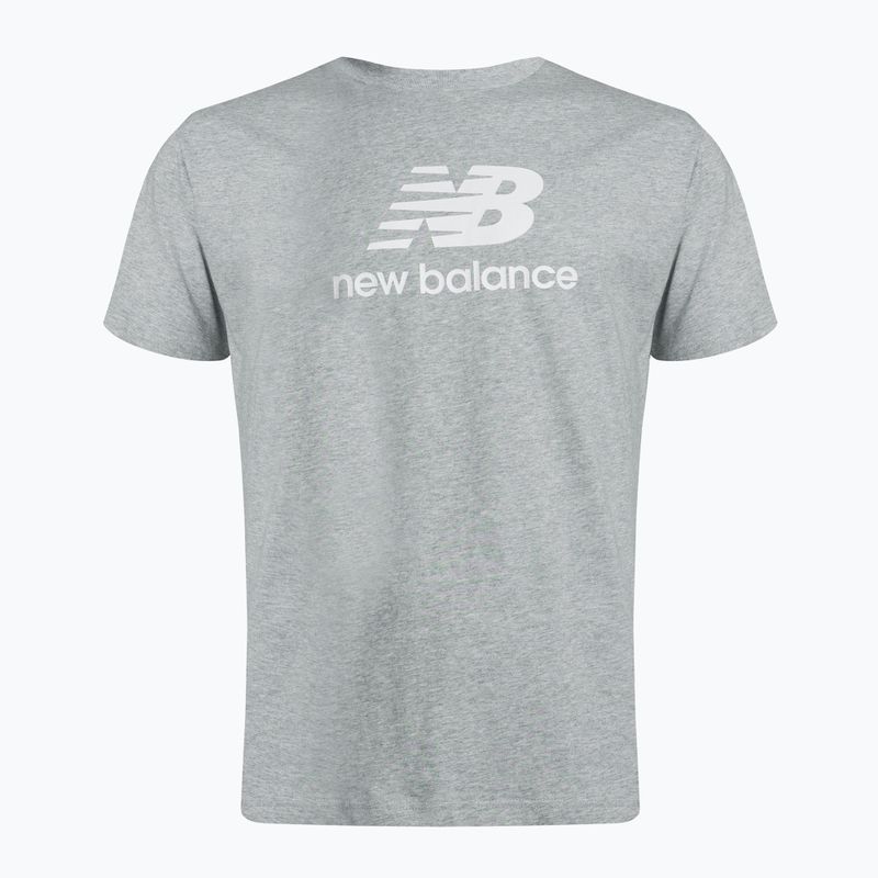 New Balance Essentials Stacked Logo Co сива мъжка тениска за тренировки NBMT31541AG 5