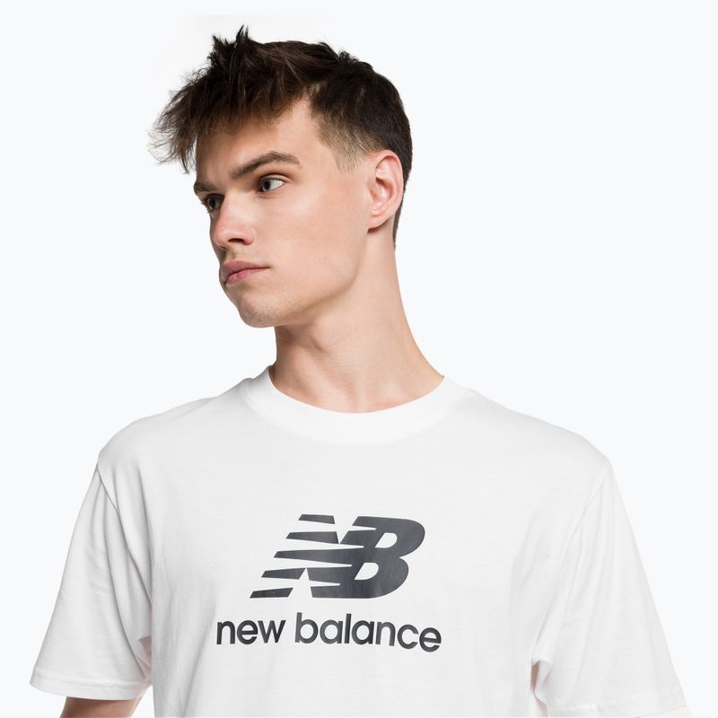 New Balance Essentials Stacked Logo Co мъжка тениска за тренировки бяла NBMT31541WT 4