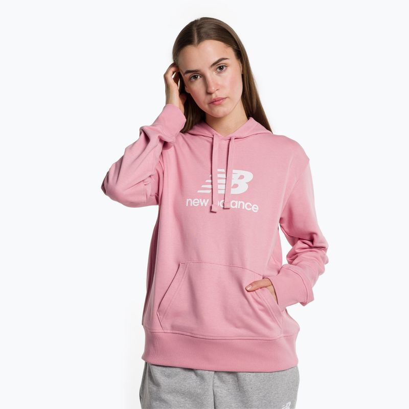 Суитшърт за тренировки за жени New Balance Essentials Stacked Logo French Terry Hoodie pink WT31533HAO