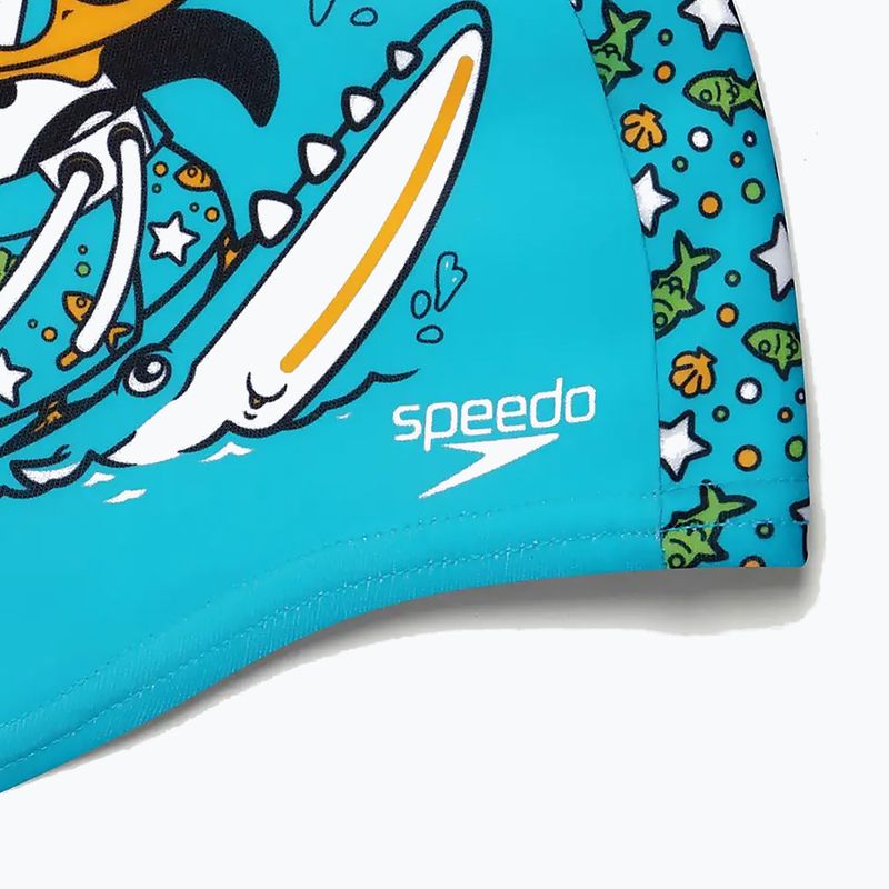 Speedo Печатана полиестерна шапка за плуване в синьо/зелено 3