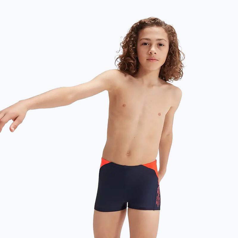 Детски бански Speedo Hyper Boom Logo Splice тъмносин/оранжев 8