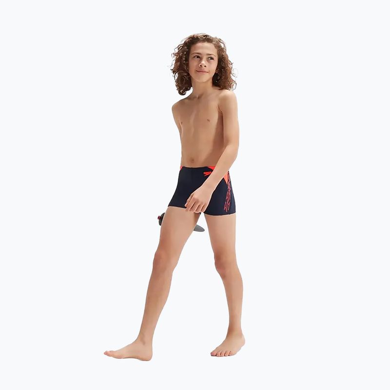 Детски бански Speedo Hyper Boom Logo Splice тъмносин/оранжев 11