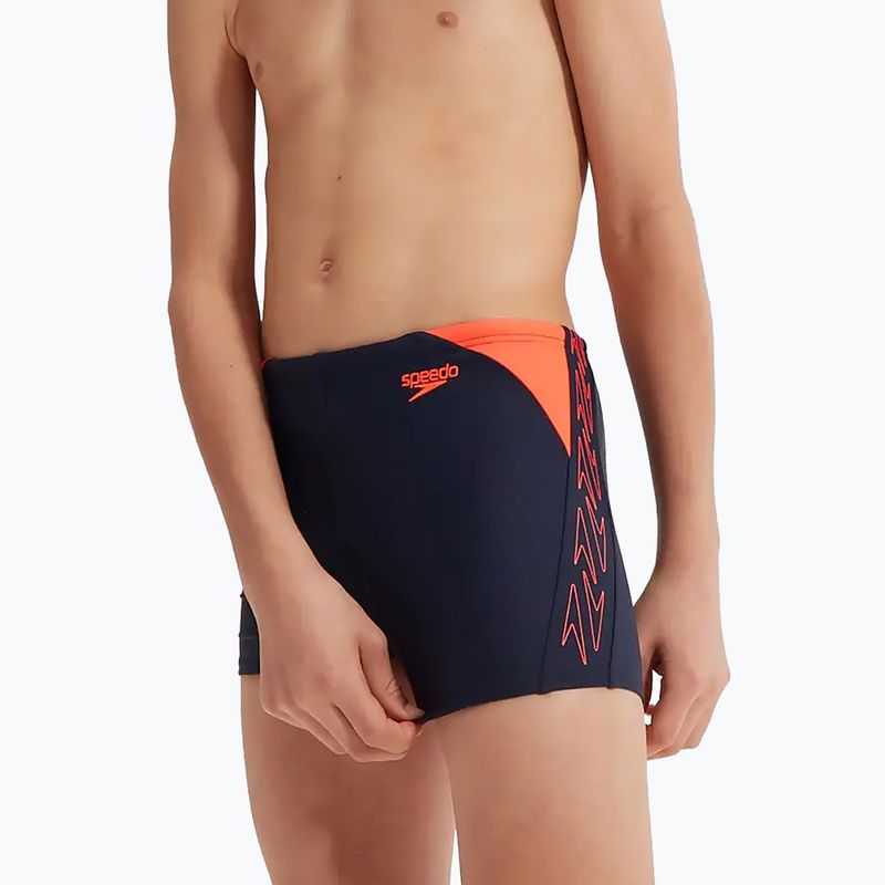 Детски бански Speedo Hyper Boom Logo Splice тъмносин/оранжев 12