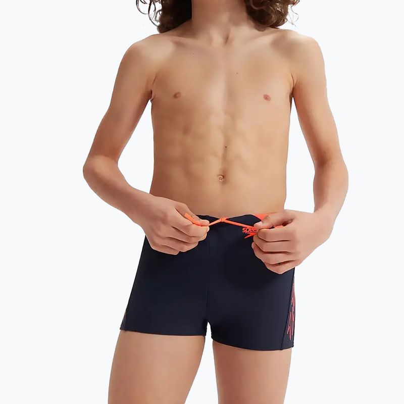 Детски бански Speedo Hyper Boom Logo Splice тъмносин/оранжев 13