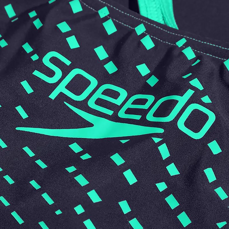 Speedo Medley Logo 1 Piece дамски бански костюм тъмносин/зелен 5