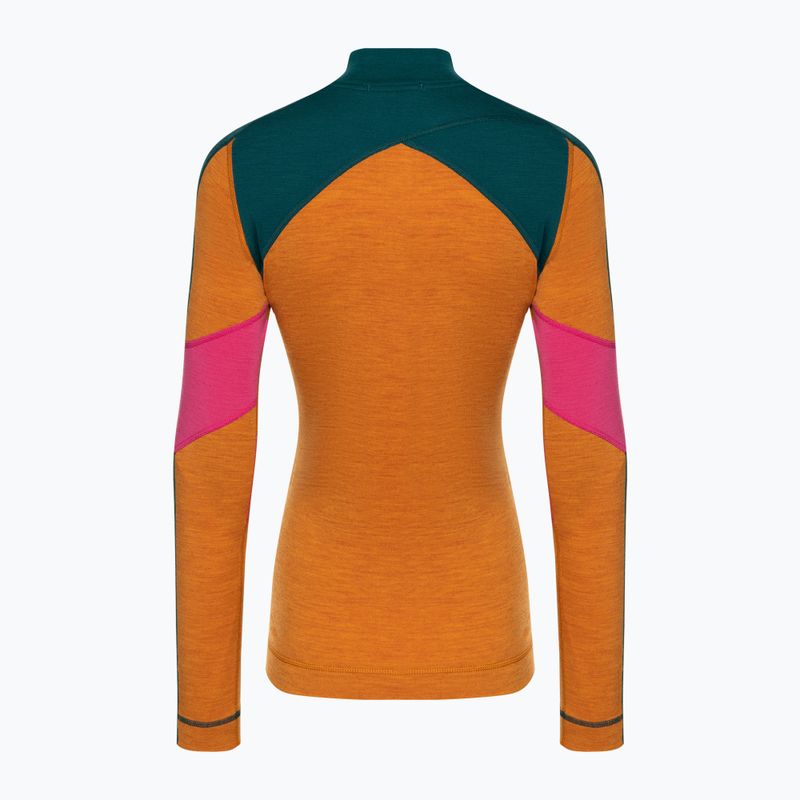 Дамски термобельо Smartwool Merino Baselayer Colorblock с дълъг ръкав и цип 1/4 Boxed marmalade 4