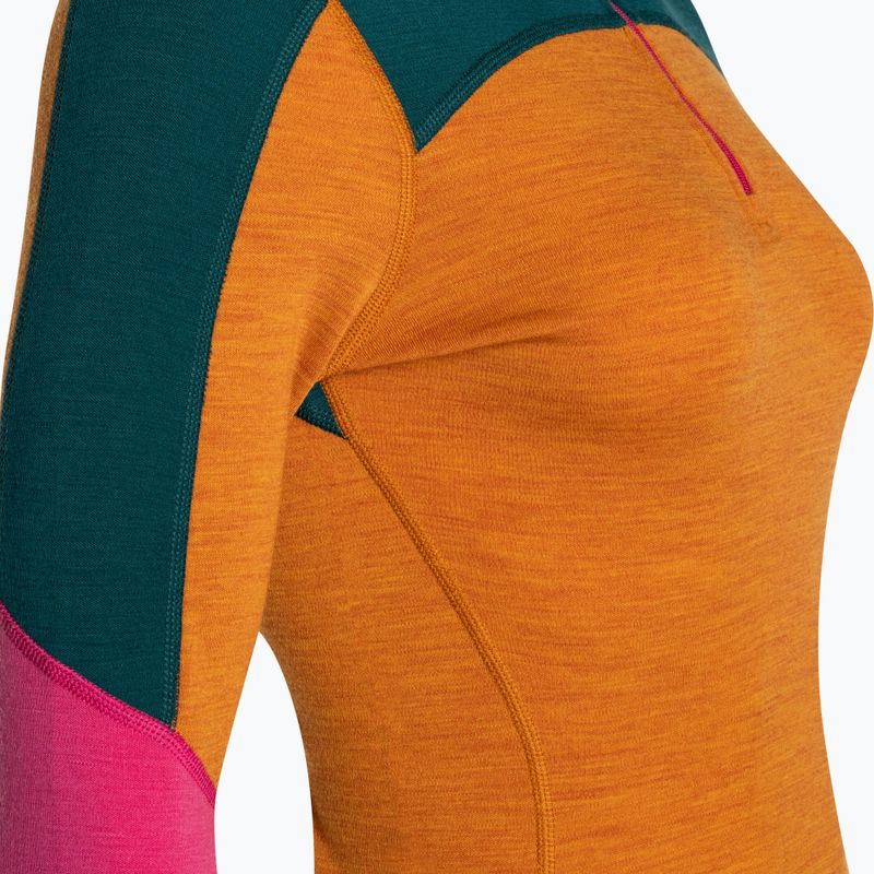 Дамски термобельо Smartwool Merino Baselayer Colorblock с дълъг ръкав и цип 1/4 Boxed marmalade 7