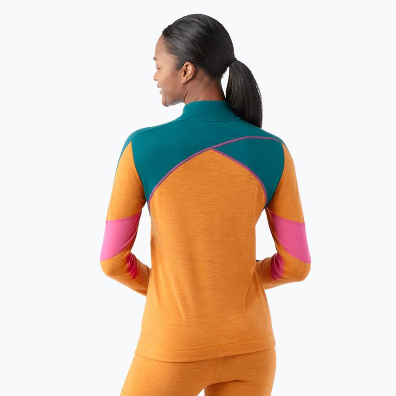 Дамски термобельо Smartwool Merino Baselayer Colorblock с дълъг ръкав и цип 1/4 Boxed marmalade 2