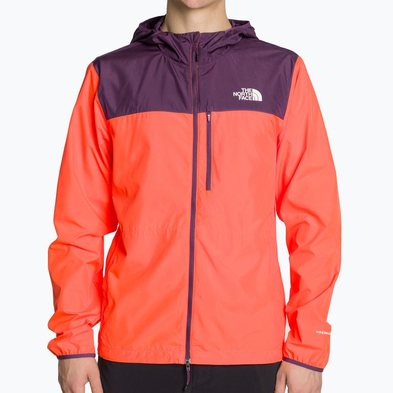 Мъжко яке за бягане The North Face Higher Run Wind vivid flame/black currant purple