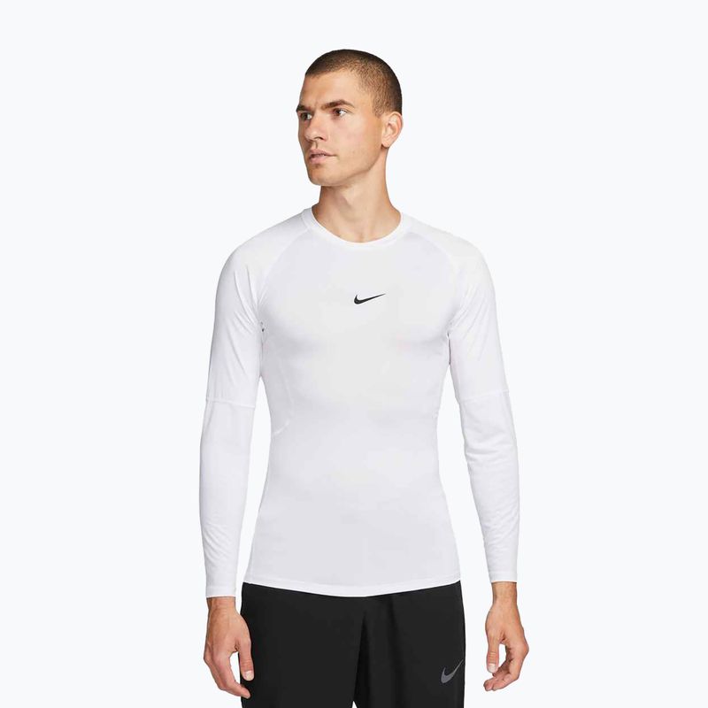 Мъжка блуза с дълъг ръкав за тренировка Nike Pro Dri-Fit Tight Fitness white/black