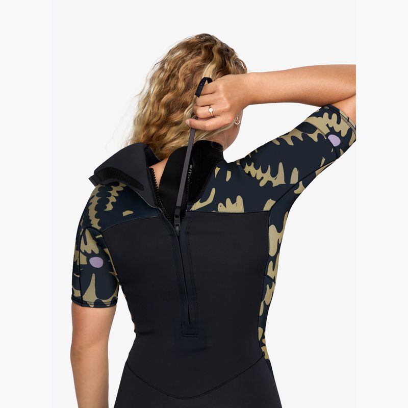 Дамски неопренов костюм за плуване ROX 2,0 mm Swell Natural Back Zip SS Springsuit black floral 4
