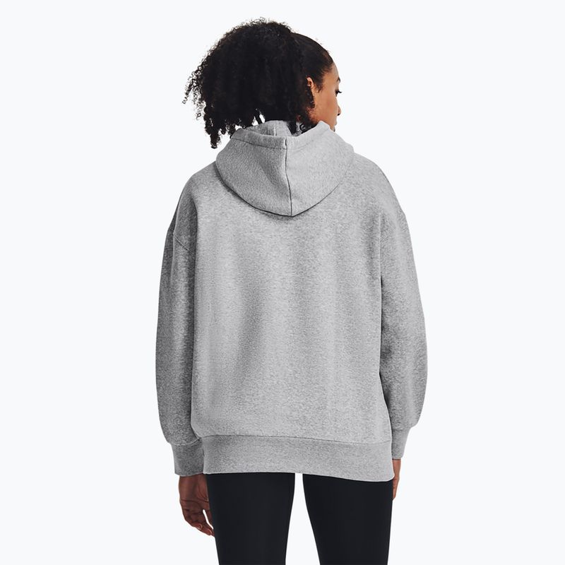 Дамски суичър Under Armour Icon Fleece Hoodie мод сив светъл меланж/бял 3