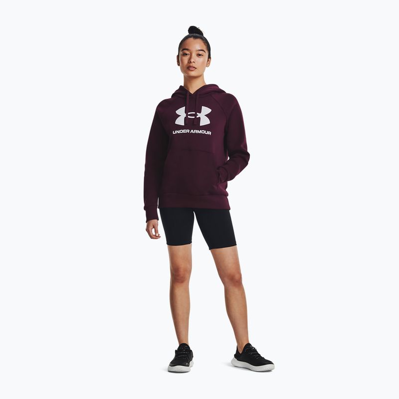 Under Armour дамски суитшърт за тренировки Rival Fleece Big Logo тъмно кестеняво/бяло 2