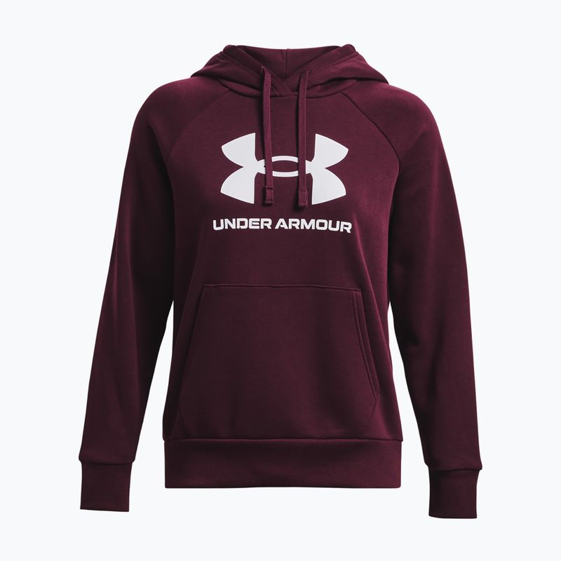 Under Armour дамски суитшърт за тренировки Rival Fleece Big Logo тъмно кестеняво/бяло 5