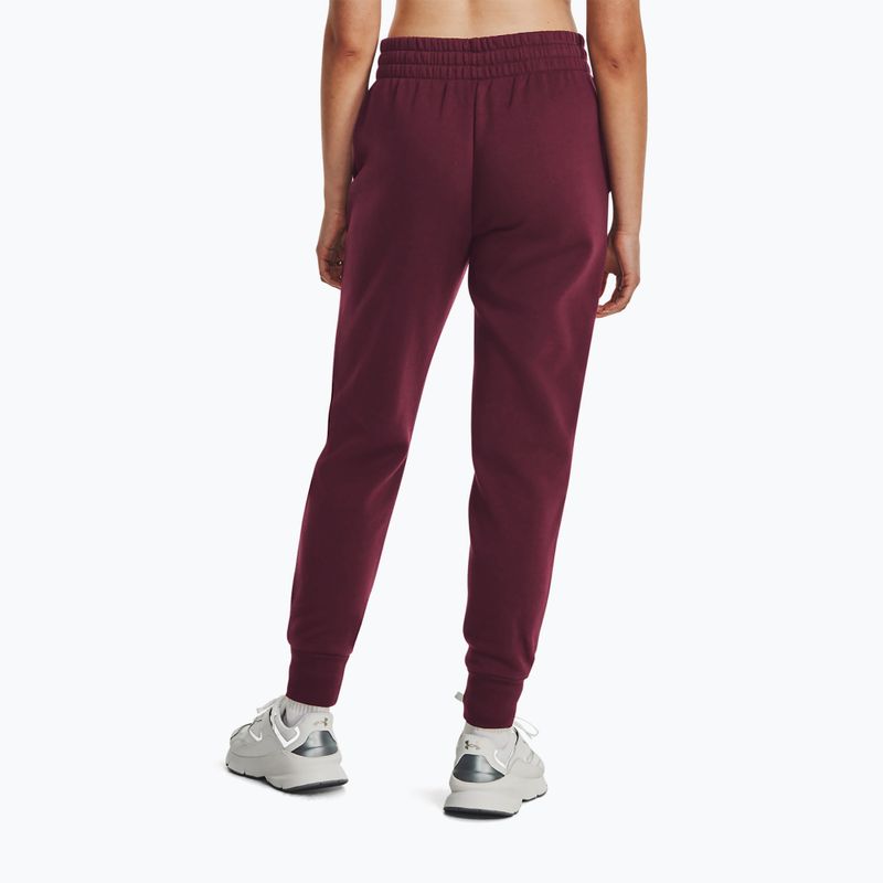 Дамски панталони за тренировка Under Armour Rival Fleece dark maroon/white 3