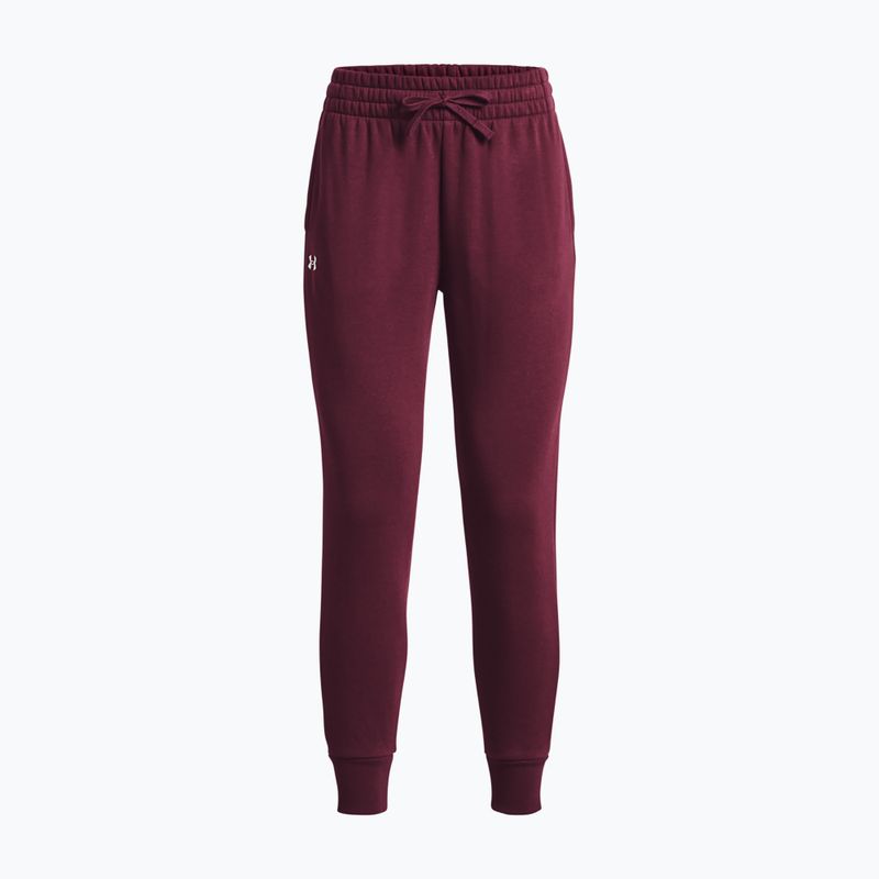 Дамски панталони за тренировка Under Armour Rival Fleece dark maroon/white 5