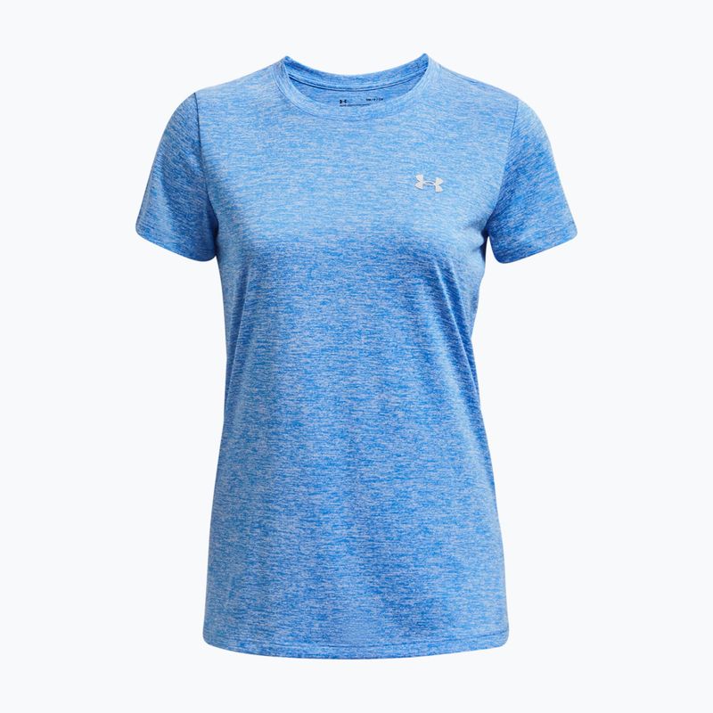 Under Armour Tech SSC дамска тениска за тренировки вода/бяло/металическо сребро 5