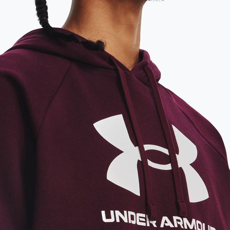 Мъжка блуза с качулка Under Armour Rival Fleece Logo HD тъмно кестеняво/бяло 3