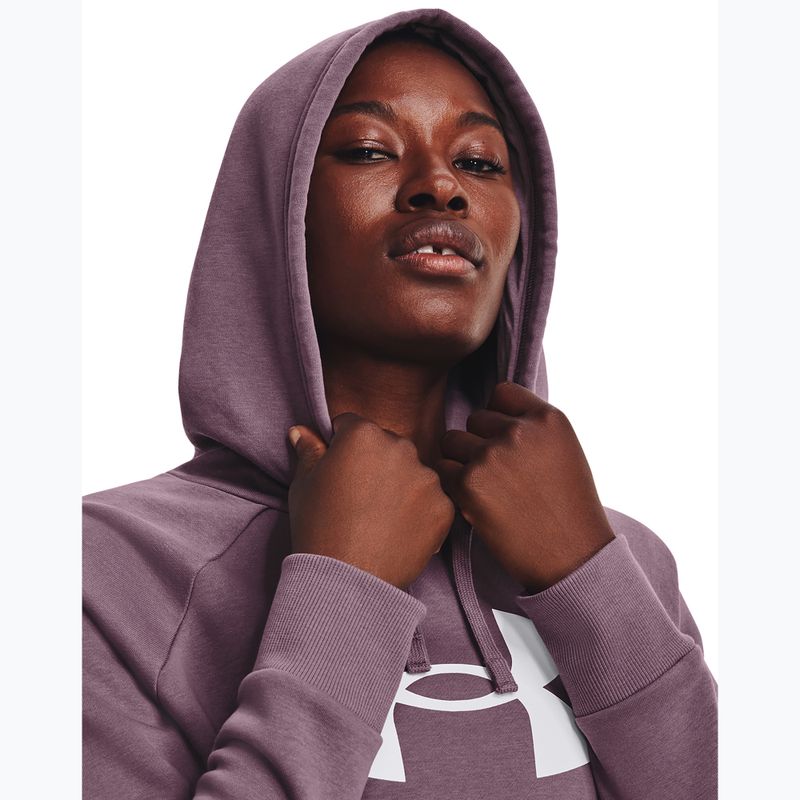 Under Armour дамски суитшърт за тренировки Rival Fleece Big Logo мъгливо лилаво/бяло 4