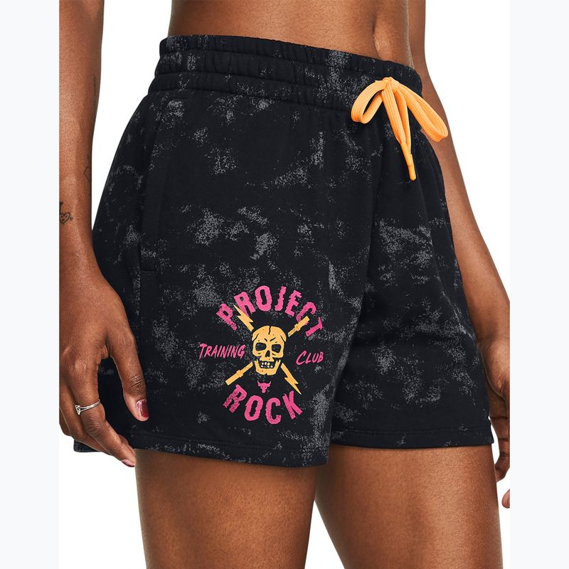 Under Armour Project Rock Underground Terry дамски шорти за тренировка черно/ново оранжево/бяло 4