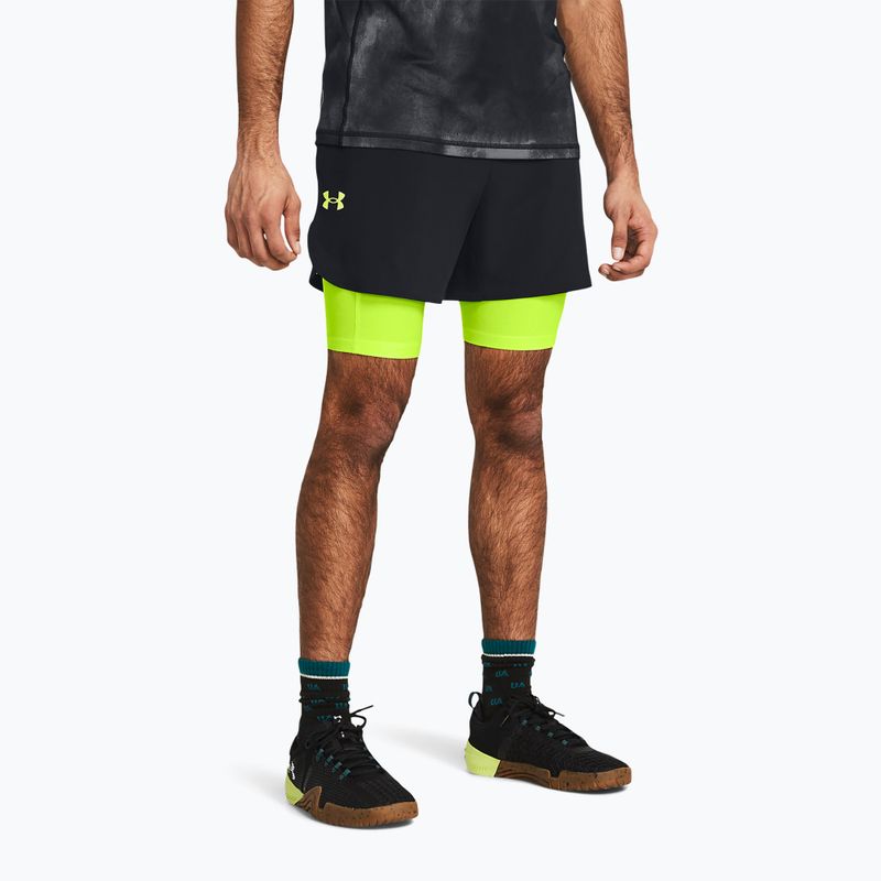 Мъжки къси панталони Under Armour Peak Woven 2in1 black/high vis yellow/high vis yellow