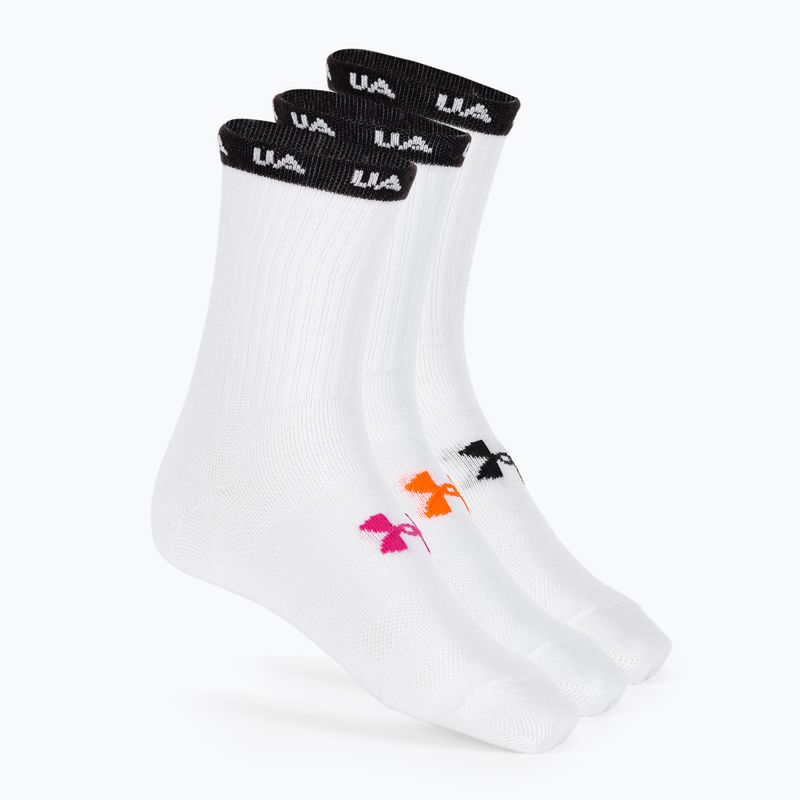 Under Armour Essential Nv Mid Crew 3P white/white/astro pink дамски чорапи за тренировка