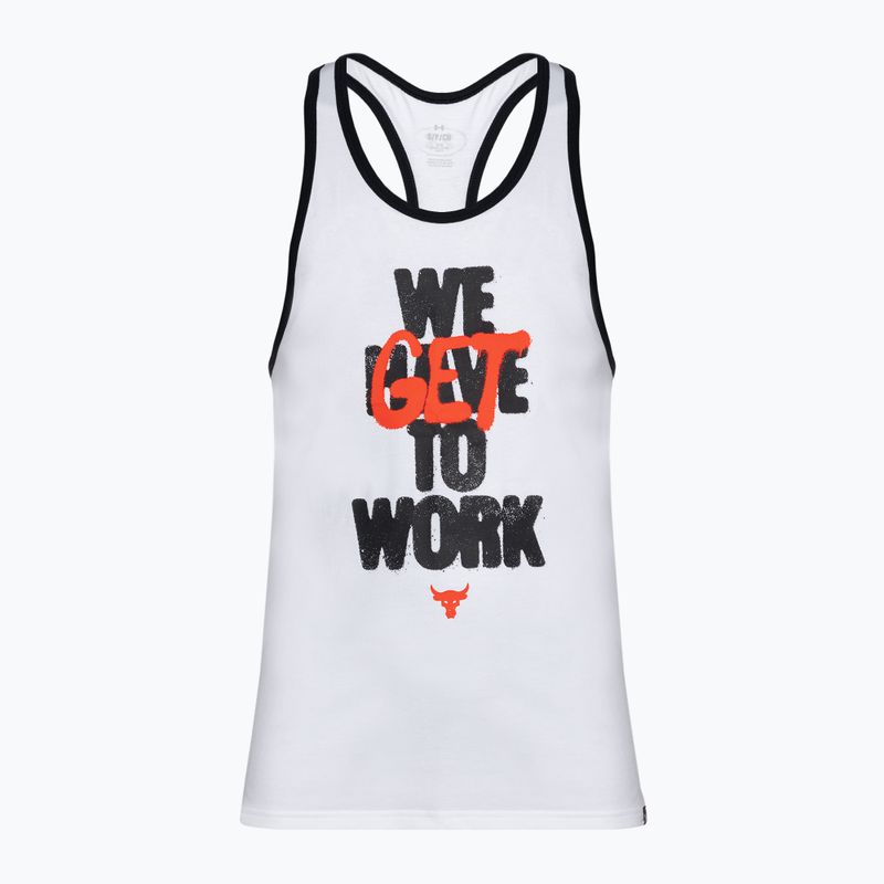 Under Armour Project Rock Get To Work Tank white/black/phoenix fire мъжки потник за тренировка