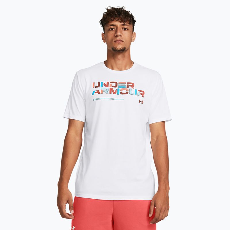 Мъжка тениска Under Armour Colorblock Wordmark бяло/черно