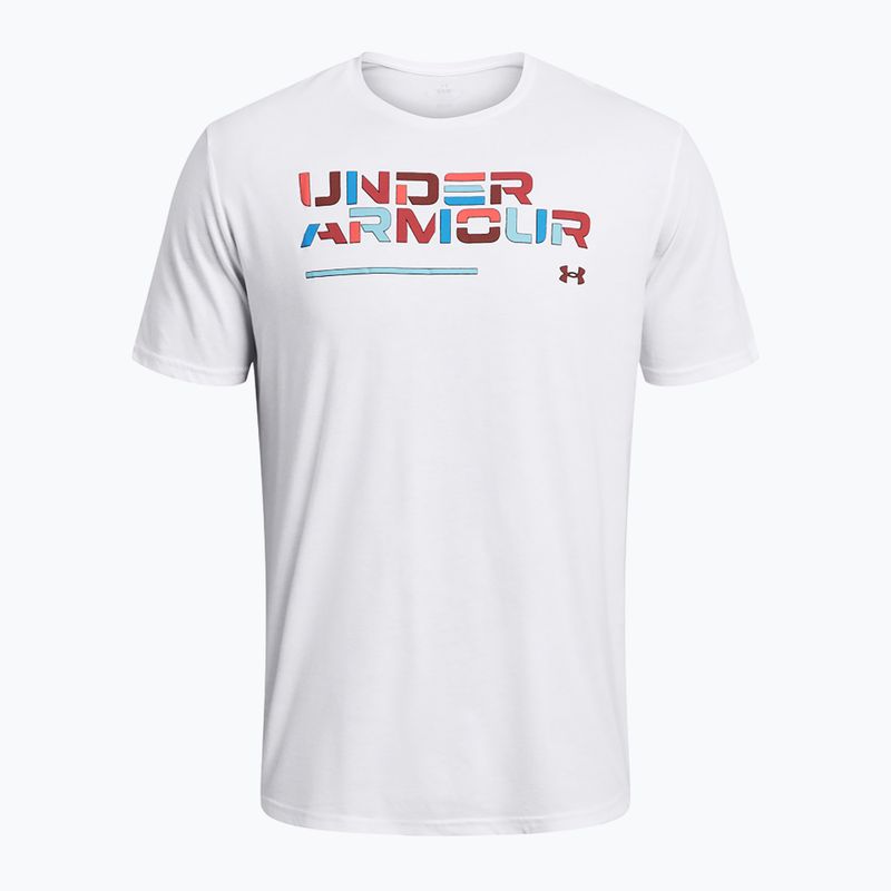 Мъжка тениска Under Armour Colorblock Wordmark бяло/черно 3