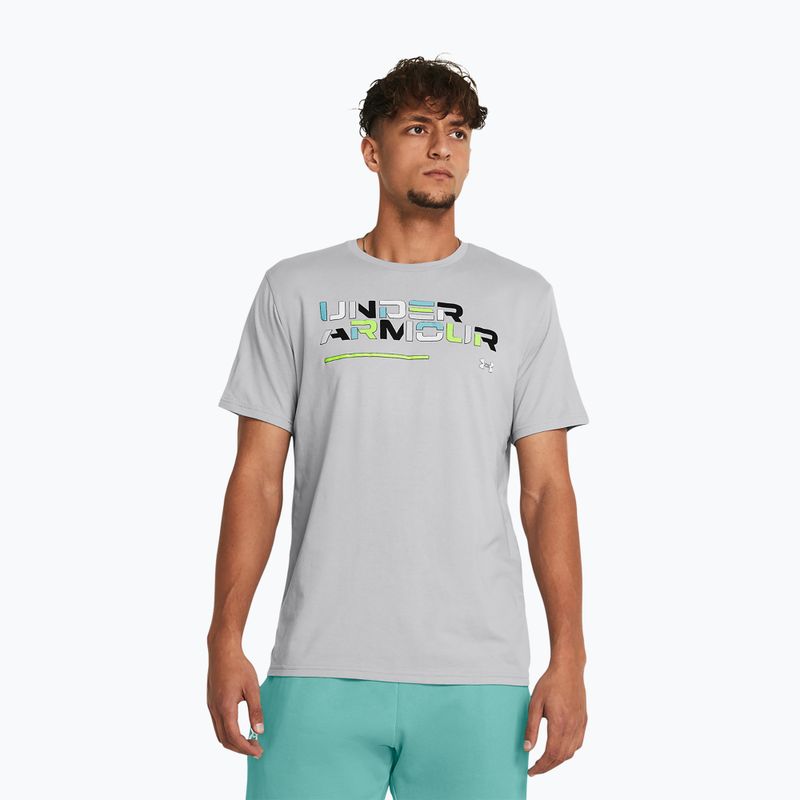 Мъжка тениска Under Armour Colorblock Wordmark mod gray/black