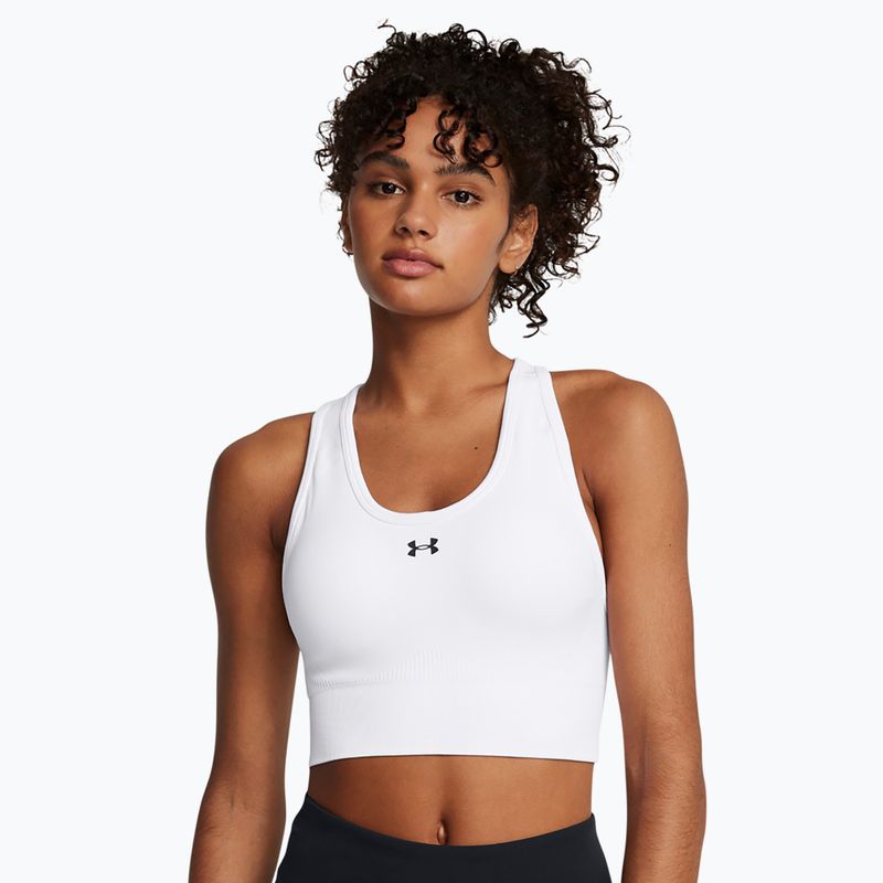 Under Armour тренировъчен сутиен Vanish Seamless Mid Брандиран бял / черен