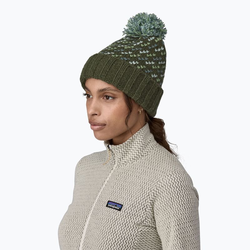 Зимна шапка Patagonia Snowbelle fisherman stitch/pine needle green 2