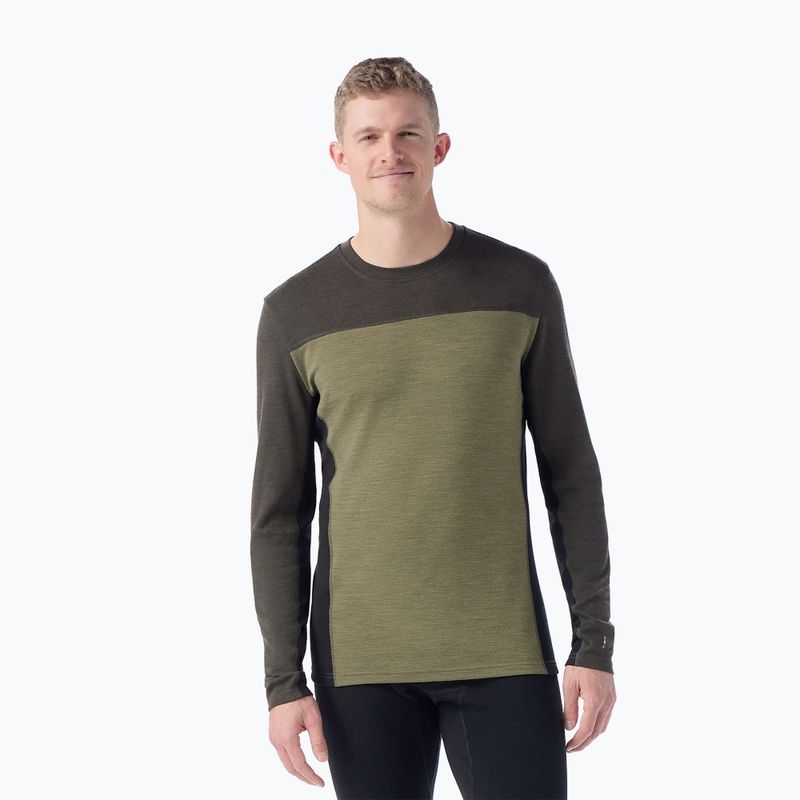 Мъжка термо блуза с дълъг ръкав Longsleeve Smartwool Classic Thermal Merino Base Layer Colorblock winter moss