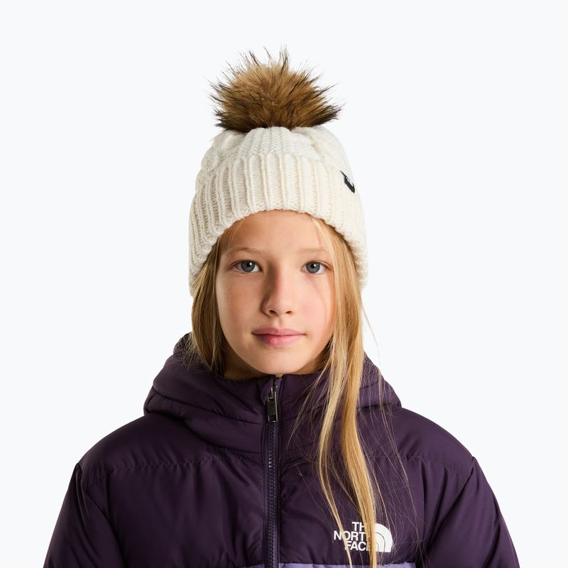 Детска зимна шапка The North Face Oh Mega Fur Pom Beanie white Dune 3