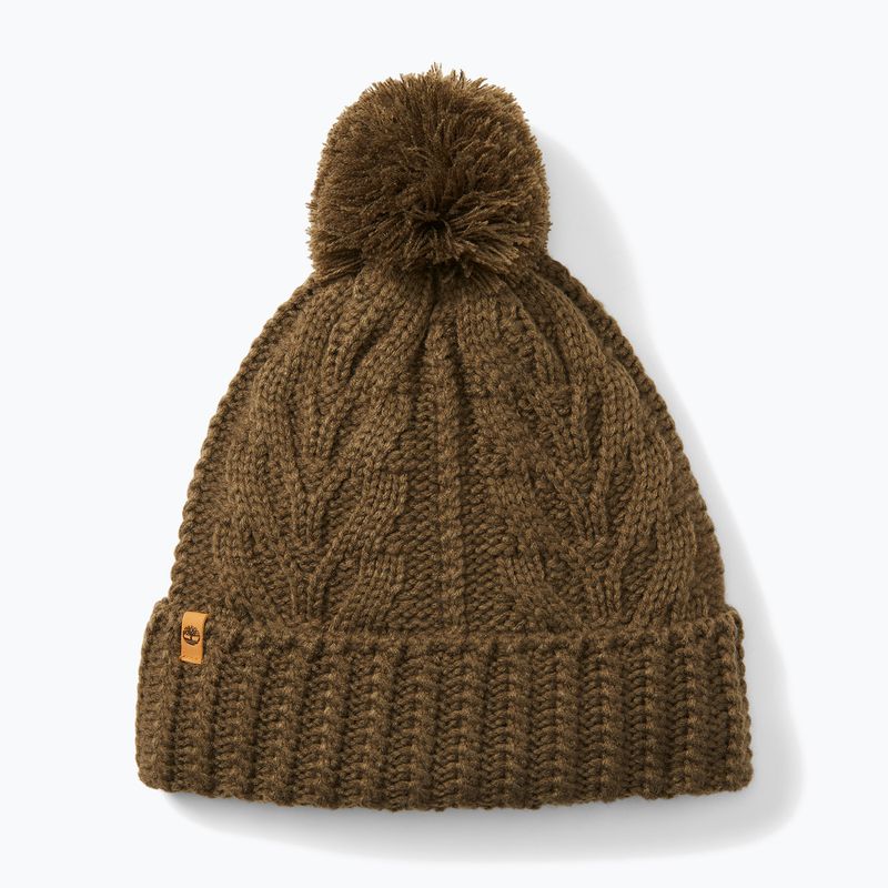 Дамска зимна шапка Timberland Cable Premium Pom Beanie leaf green