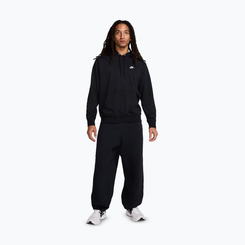 Мъжки суитшърт Nike Club French Terry Pullover Hoodie black/black/white 2