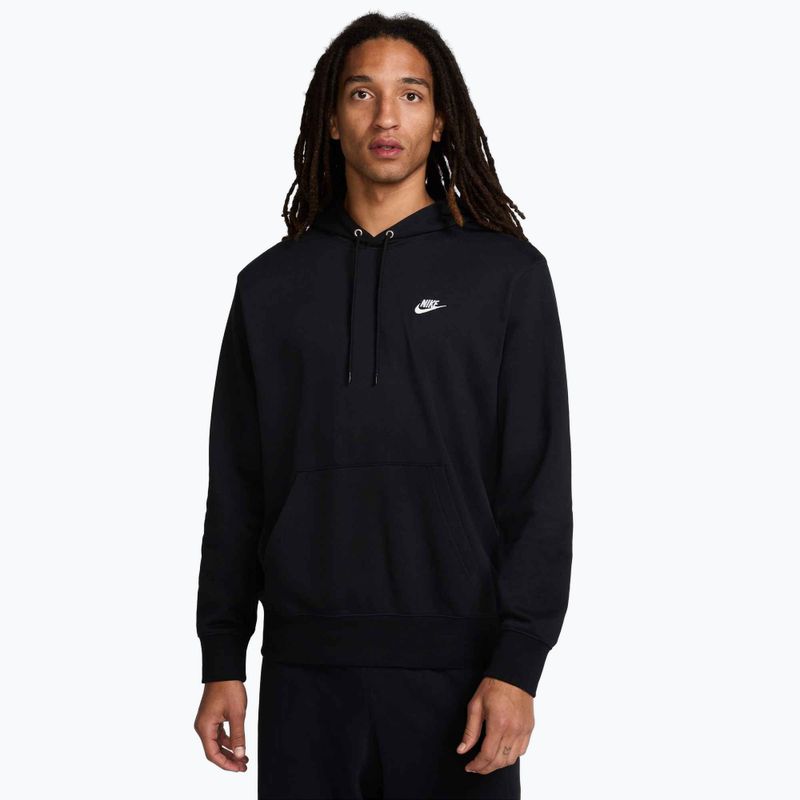 Мъжки суитшърт Nike Club French Terry Pullover Hoodie black/black/white