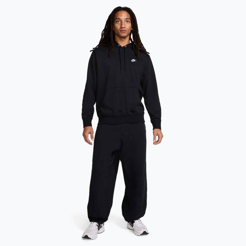 Мъжки суитшърт Nike Club French Terry Pullover Hoodie black/black/white 2