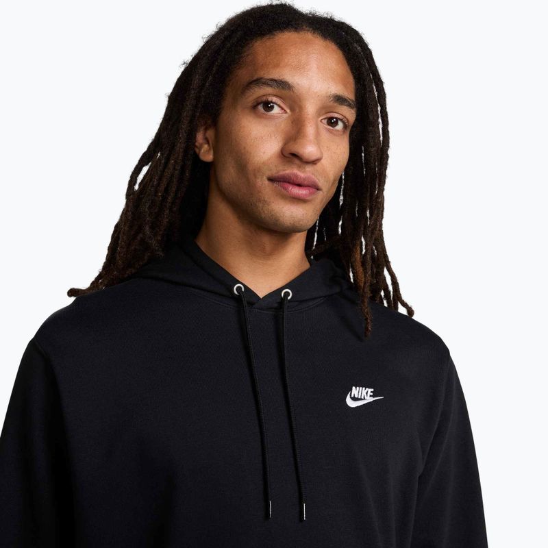 Мъжки суитшърт Nike Club French Terry Pullover Hoodie black/black/white 4