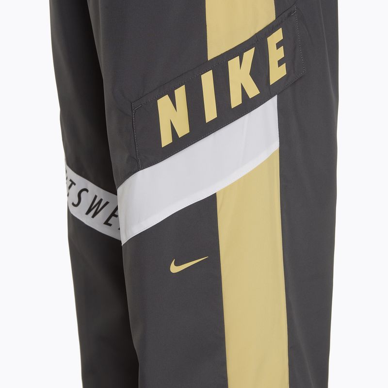 Дамски панталони Nike Sportswear Woven High-Waisted dark smoke grey/saturn gold/white 3