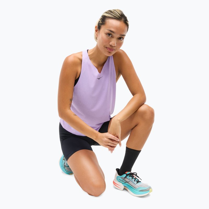 Дамска тениска за бягане HOKA Race Day Singlet aster flower 4