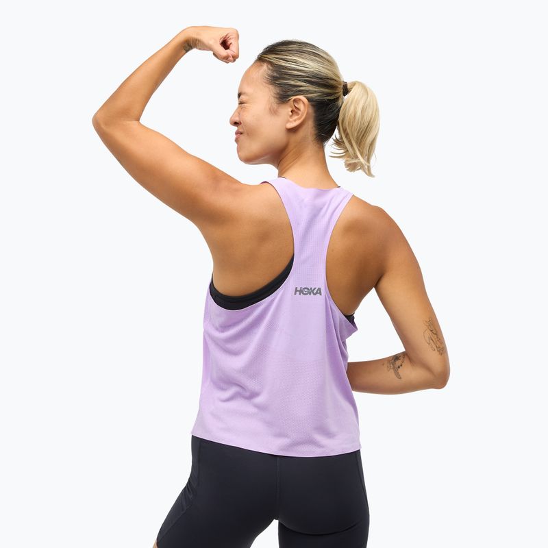 Дамска тениска за бягане HOKA Race Day Singlet aster flower 5