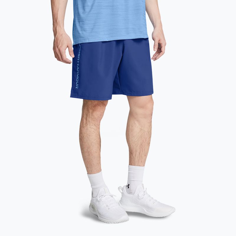 Мъжки тренировъчни шорти Under Armour Woven Wordmark tech blue/horizon blue